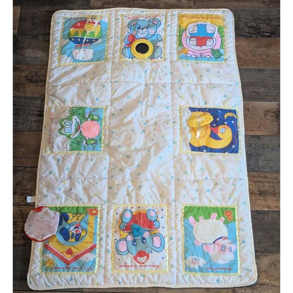 VINTAGE Jolly Toys Sensory Activity Mat 1970s Baby Quilt Tummy Time Playmat - Picture 1 of 6